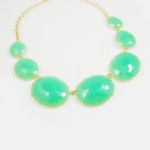 Mint Oval Faceted Gemstone Station Statement Necklace